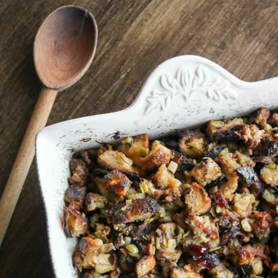 Sausage, Apple & Cranberry Stuffing - Recipe photo by wrightfamilytable