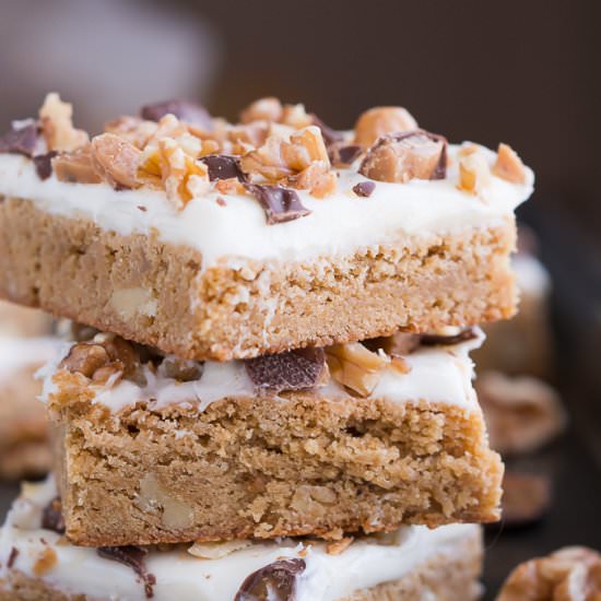 Cream Cheese Blondie Bars - Recipe photo by garnishandglaze