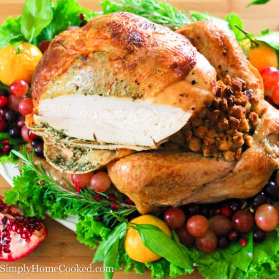 Roast Turkey With Bread Stuffing - Recipe photo by simplyhomecooked