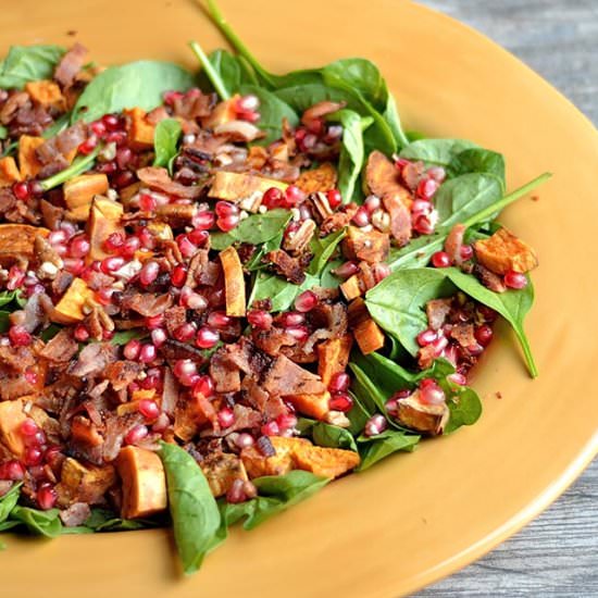 Spinach Salad with Warm Bacon - Recipe photo by wholesomelicious