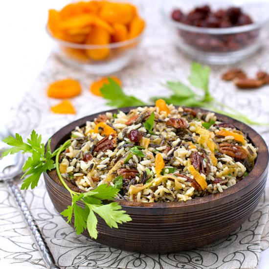 Wild Rice Salad with Cranberries - Recipe photo by panning the globe