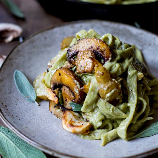 Mushroom Sage Pasta w/ Magic Sauce - Recipe photo by Feasting at Home