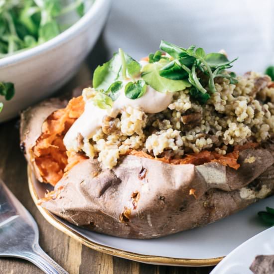 Baked Stuffed Sweet Potato - Recipe photo by rootingthesun