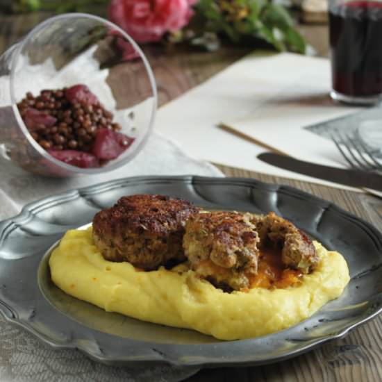 Veal Patties with Potato-Saffron Puree - Recipe photo by myblueberrybasket
