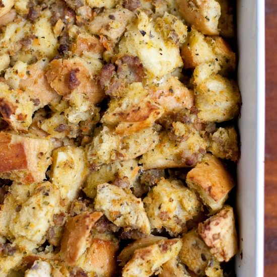 Roasted Chestnut & Sausage Dressing - Recipe photo by thebrewerandthebaker