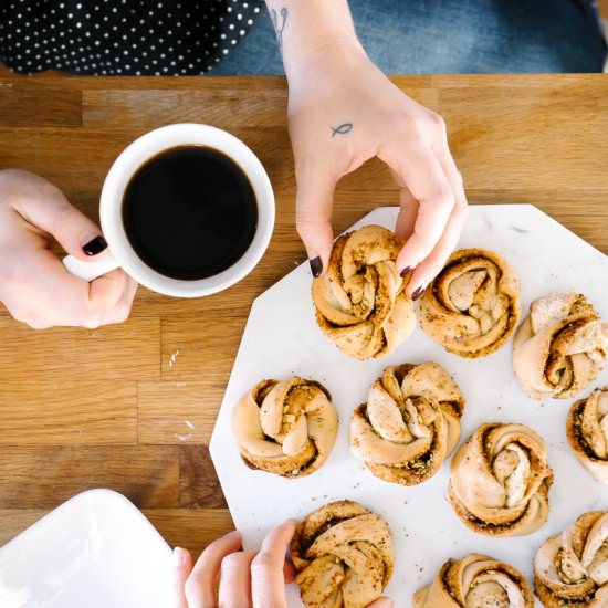 Coffee, Cardamom, & Pistachio Buns - Recipe photo by Faring Well
