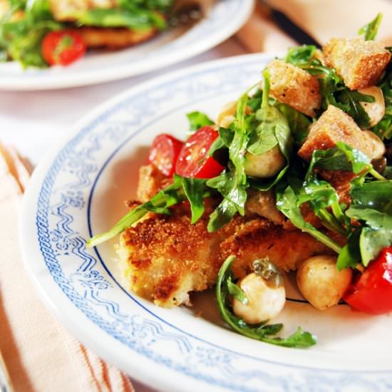Chicken Paillard with Panzanella - Recipe photo by thecharmingdetroiter