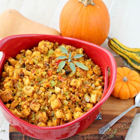 Chorizo and Cornbread Dressing - Recipe photo by Kitchen Simmer