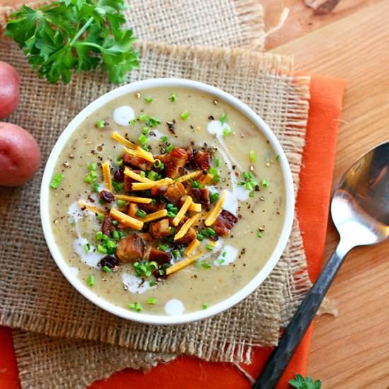 Vegan Loaded Baked Potato Soup - Recipe photo by ilovevegan