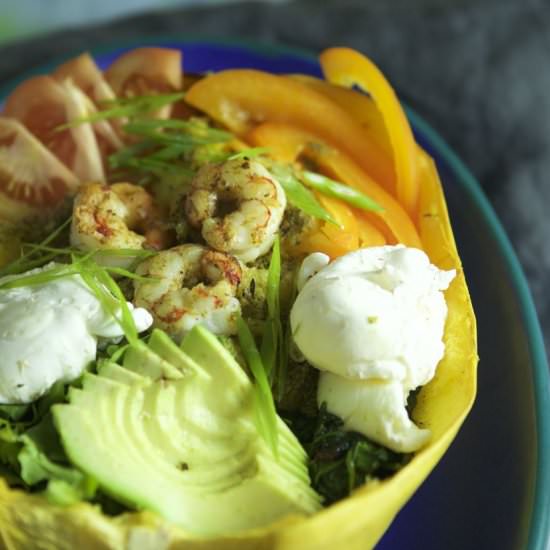 Spaghetti Squash Pesto Shrimp - Recipe photo by nakedcuisine