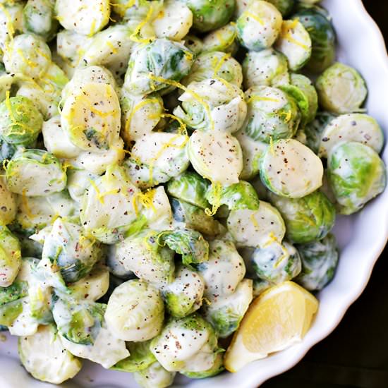 Creamy Dijon Brussels Sprouts - Recipe photo by diethood