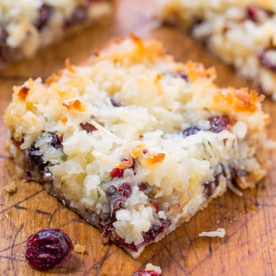 Cranberry Bliss Seven Layer Bars - Recipe photo by Averie