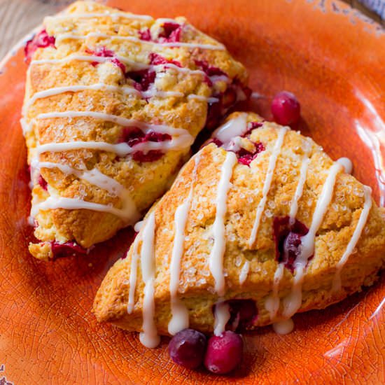 Glazed Cranberry Orange Scones - Recipe photo by sallysbakingaddiction