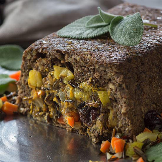 Sage Lentil Loaf with Stuffing - Recipe photo by Rawmazing