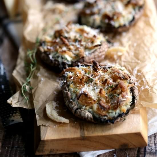 Artichoke and Spinach Stuffed Portabellos - Recipe photo by Melanie Makes