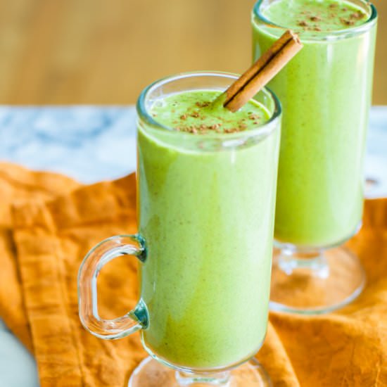 VEGAN PUMPKIN PIE GREEN SMOOTHIE - Recipe photo by RootandRevel