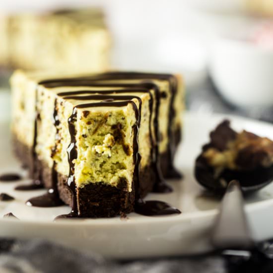 Gluten Free Mint Brownie Cheesecake - Recipe photo by foodfaithfitness