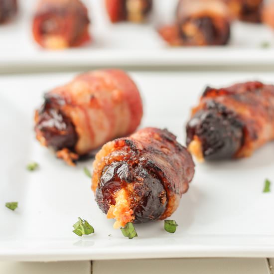 Bacon Blue Cheese Stuffed Dates - Recipe photo by Strawberry Blondie Kitchen