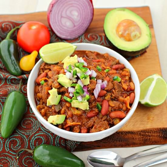 Beef, Bacon & Chipotle Pepper Chili - Recipe photo by Kitchen Simmer