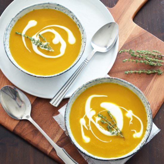 Pumpkin Soup w/ Harissa & Orange - Recipe photo by thathealthykitchen