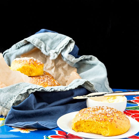 Soft Buttery Pumpkin Dinner Rolls - Recipe photo by onlinepastrychef