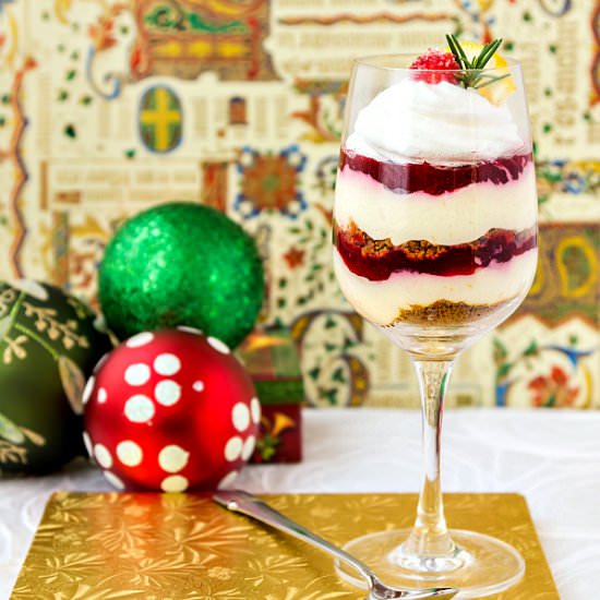 Orange and Cranberry Cheesecake Parfait - Recipe photo by onlinepastrychef