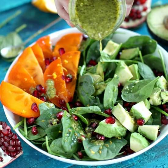 Persimmon, Avocado and Pomegranate Salad - Recipe photo by peasandpeonies