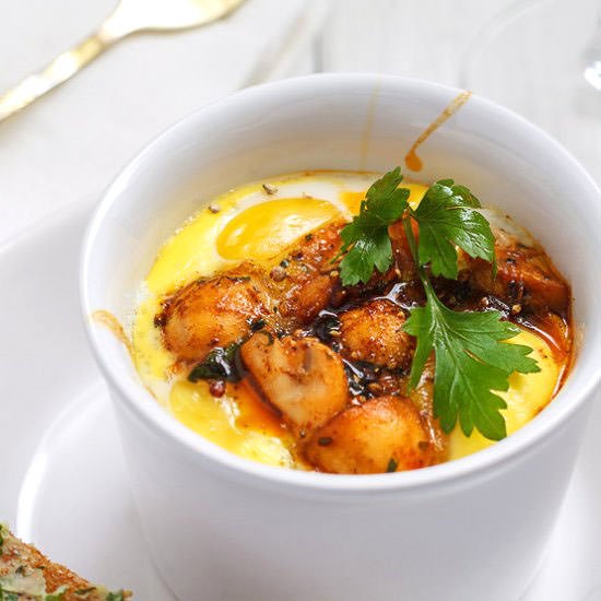 Baked Eggs and Mushrooms Cocottes - Recipe photo by Eatwell 101