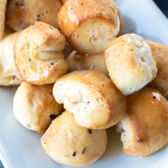 Garlic Bread Bites & Honey Butter - Recipe photo by cakenknife