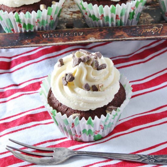 Choc Cupcakes & Peppermint Frosting - Recipe photo by Thoroughly Nourished Life