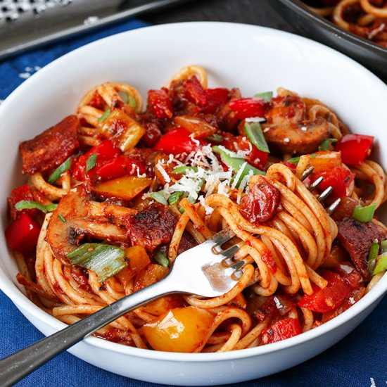 Make Ahead Spaghetti - Recipe photo by KitchenSanctuary