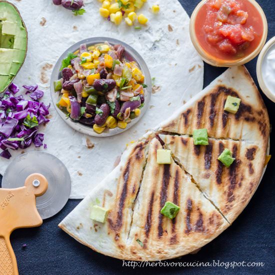 Vegetarian Bean Quesadilla - Recipe photo by Herbivore Cucina