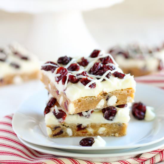 Cranberry White Chocolate Bars - Recipe photo by Celebrating Sweets