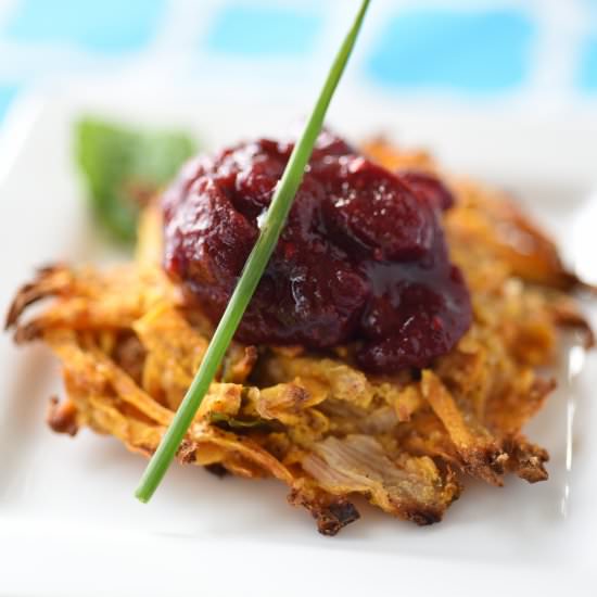 Indian Spiced Sweet Potato Latkes - Recipe photo by gardenfreshfoodie