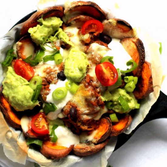 BBQ Lentil & Havarti Nachos - Recipe photo by happyveggiekitchen