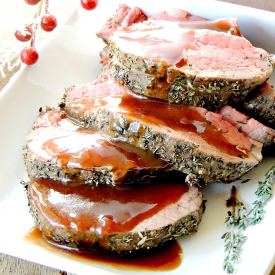 Herbed Beef Tenderloin Roast - Recipe photo by BobbisKozyKitchen