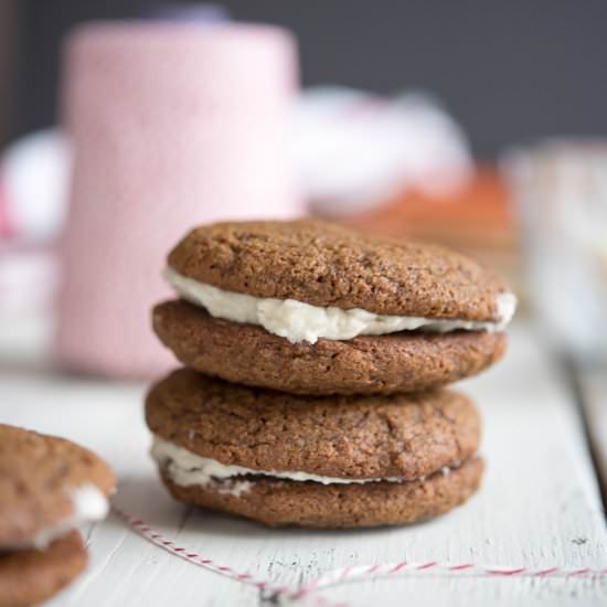 Molasses Cookies with Maple Cream - Recipe photo by thrivingonpaleo