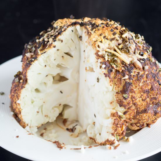 Whole Oven-Roasted Cauliflower - Recipe photo by freudandfries