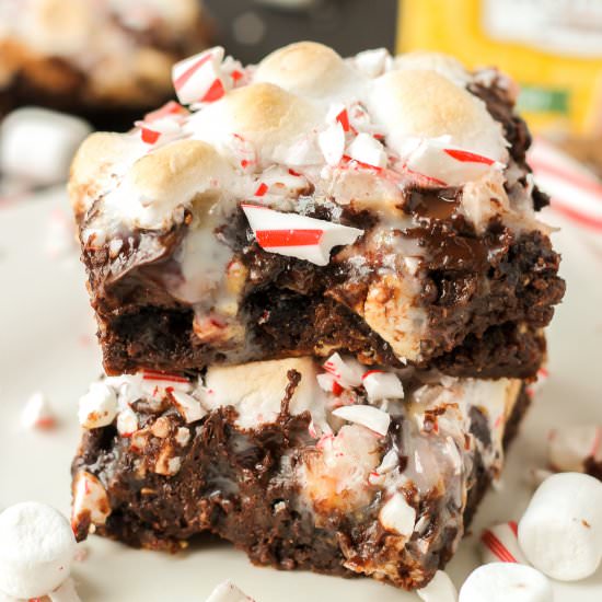 Peppermint Hot Cocoa Cookie Bars - Recipe photo by Strawberry Blondie Kitchen