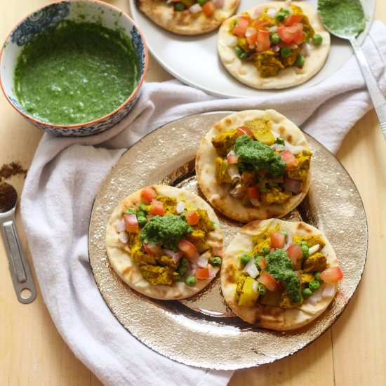 Open Faced Naan Samosa Bites - Recipe photo by thegirlonbloor