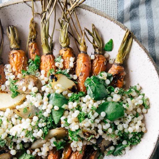 Sunchoke Mustard Couscous + Carrot - Recipe photo by rootingthesun