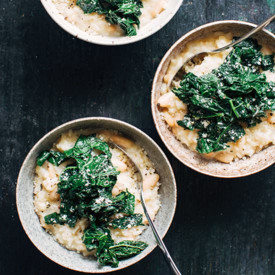White Beans and Greens Risotto - Recipe photo by Kitchen Konfidence