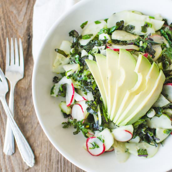 Kale Miso Radish Salad - Recipe photo by ediblyeducated