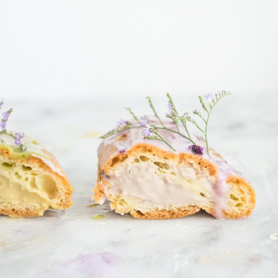 Taro-Ube and Pandan-Matcha Eclairs - Recipe photo by sundiegoeats
