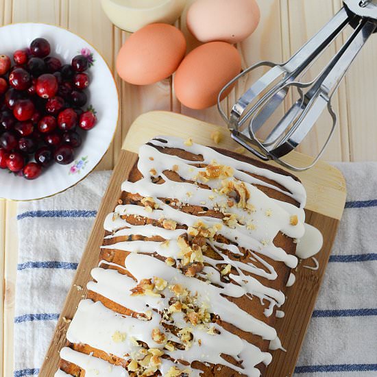 Cranberry Loaf with Eggnog Icing - Recipe photo by jamonkey
