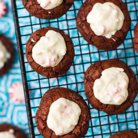 Peppermint Bark Thumbprint Cookies - Recipe photo by thebrewerandthebaker