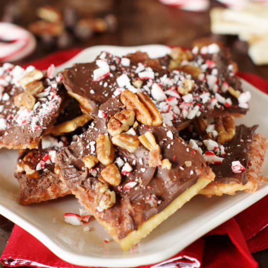 Peppermint Saltine Cracker Toffee - Recipe photo by thekitchenismyplayground