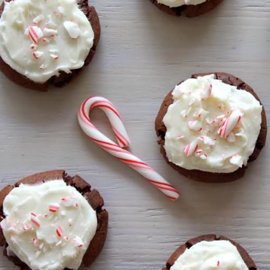Frosted Peppermint Brownie Cookies - Recipe photo by Everyday Gourmet with Blakely