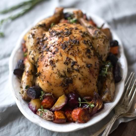 Herby Slow Roast Chicken & Veg - Recipe photo by mattersofthebelly