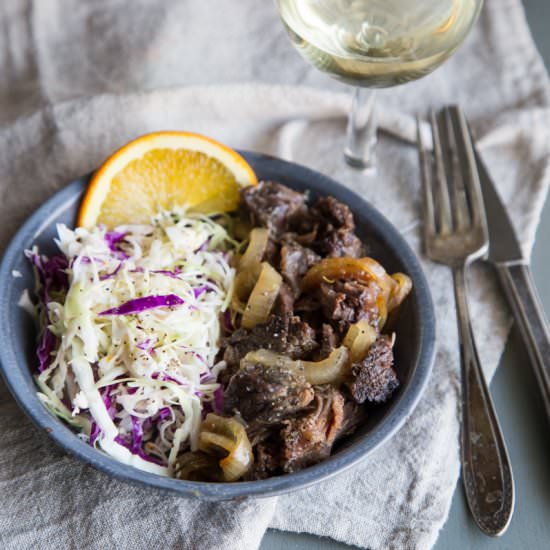 Braised Short Ribs with Citrus Slaw - Recipe photo by FakeFoodFree